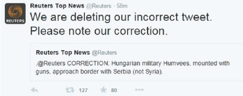 Rojters pobrkao Srbiju i Siriju (FOTO)