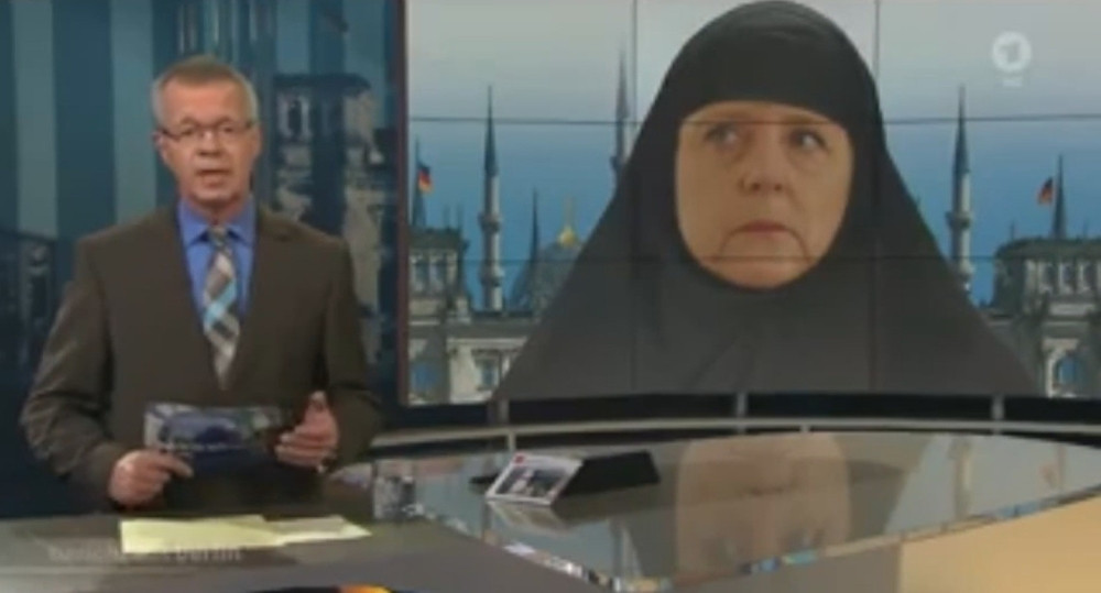 Merkelova sa čadorom na glavi! (VIDEO)