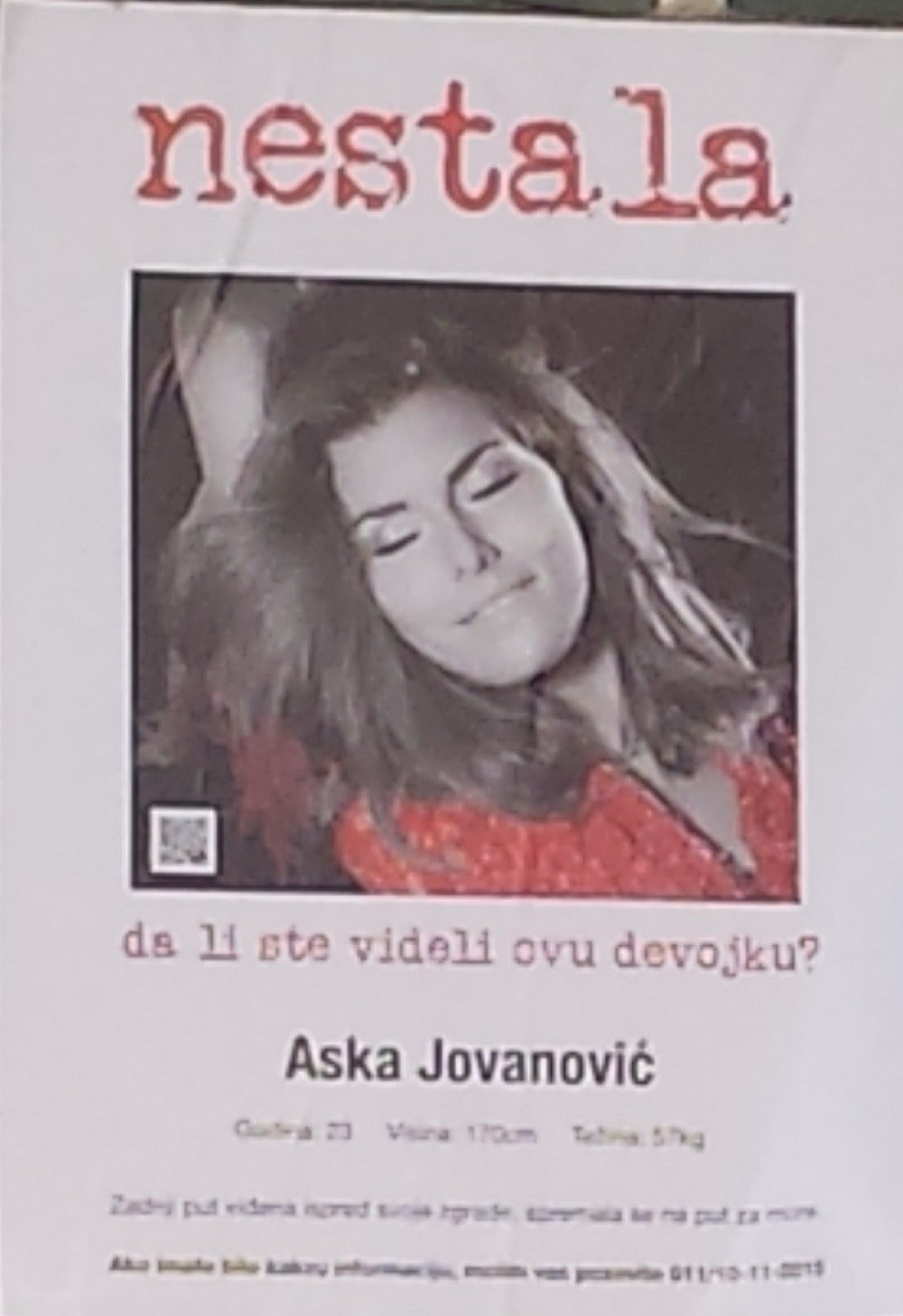 Plakat nestale devojke uznemirio Beograđane!