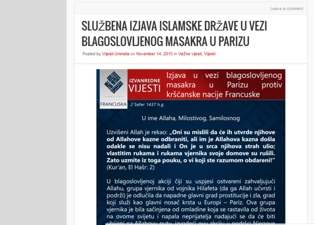 U Bosni islamisti slave napad na Pariz?!