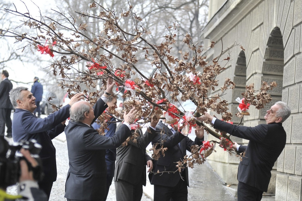 Nikolić uneo badnjak u zgradu Predsedništva (FOTO)