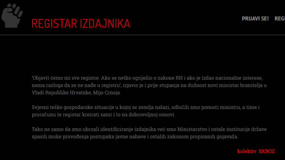 Registar izdajnika sve masovniji