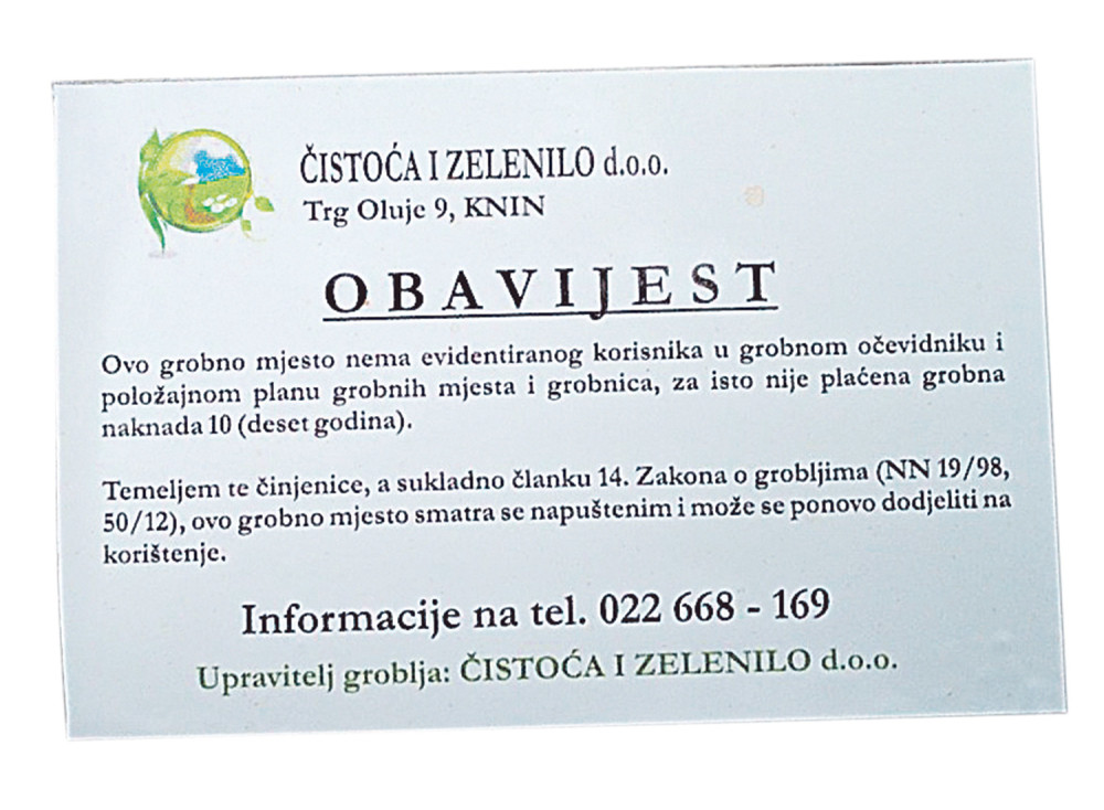 Srbija mora da sačuva bar mrtve u Kninu