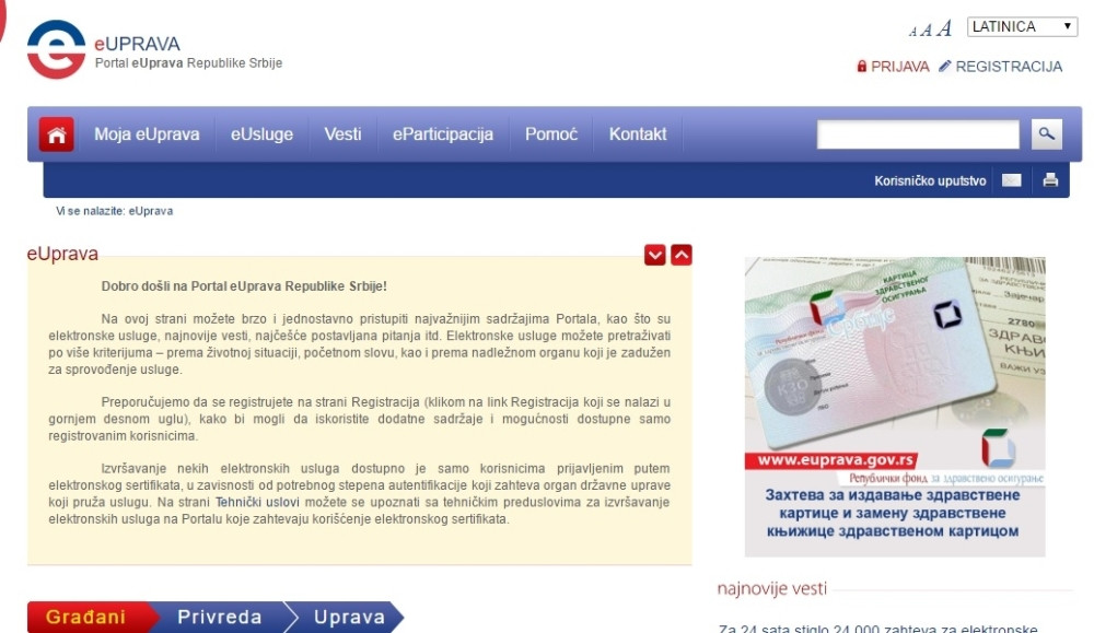 Portal eUprava koristi 750.000 ljudi
