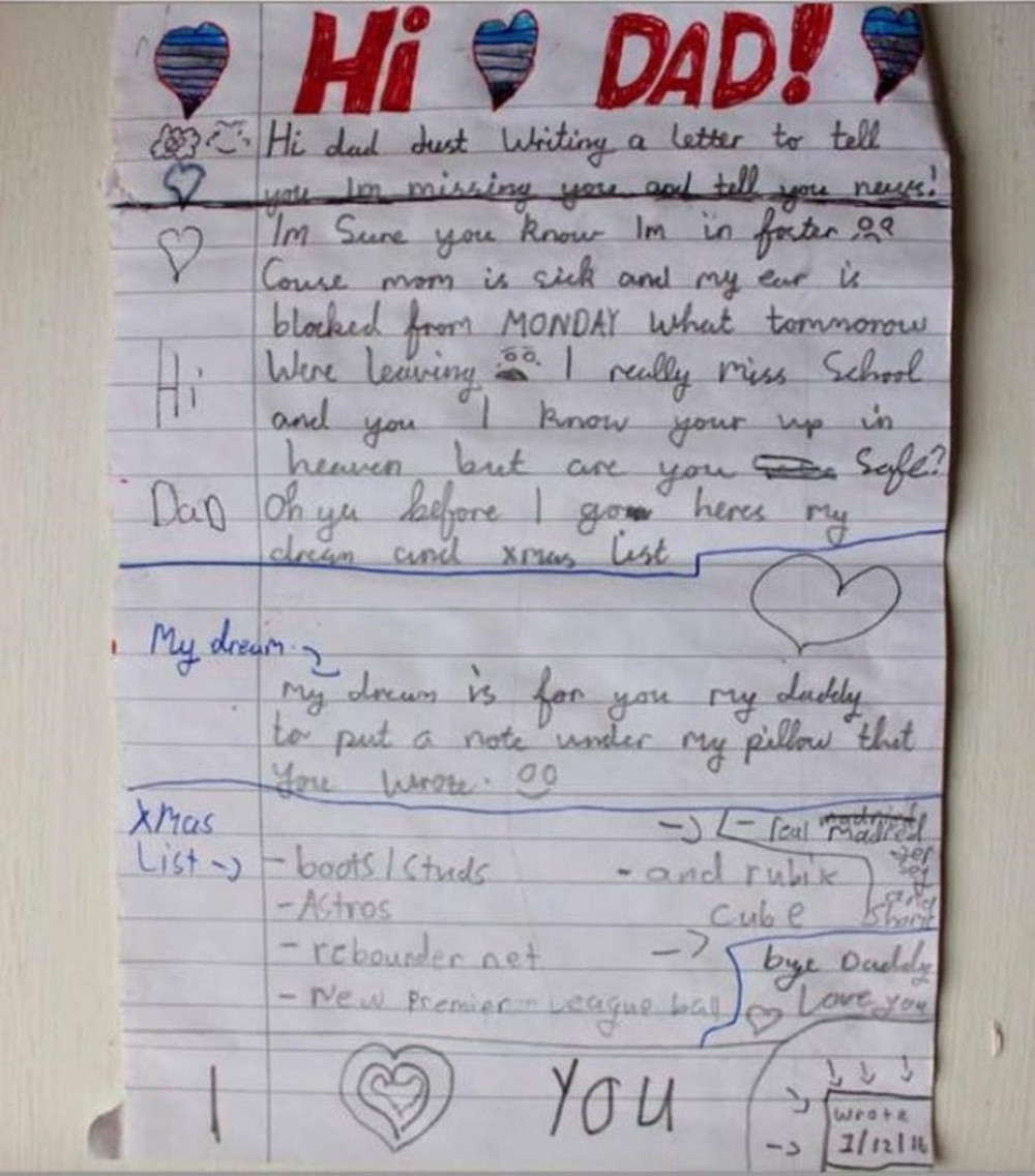 Pismo ocu u Raju: "Tatice, nedostaješ mi..." (FOTO)