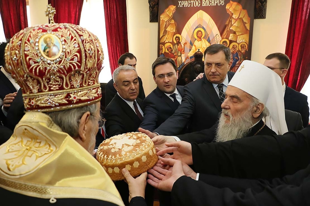 Dodik i Selaković kod patrijarha na slavi!