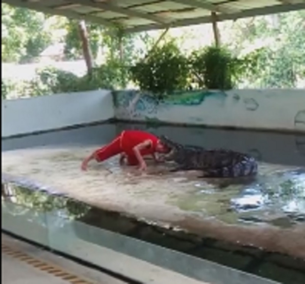 Gurnuo je glavu krokodilu u čeljusti, nije se dobro završilo (VIDEO)