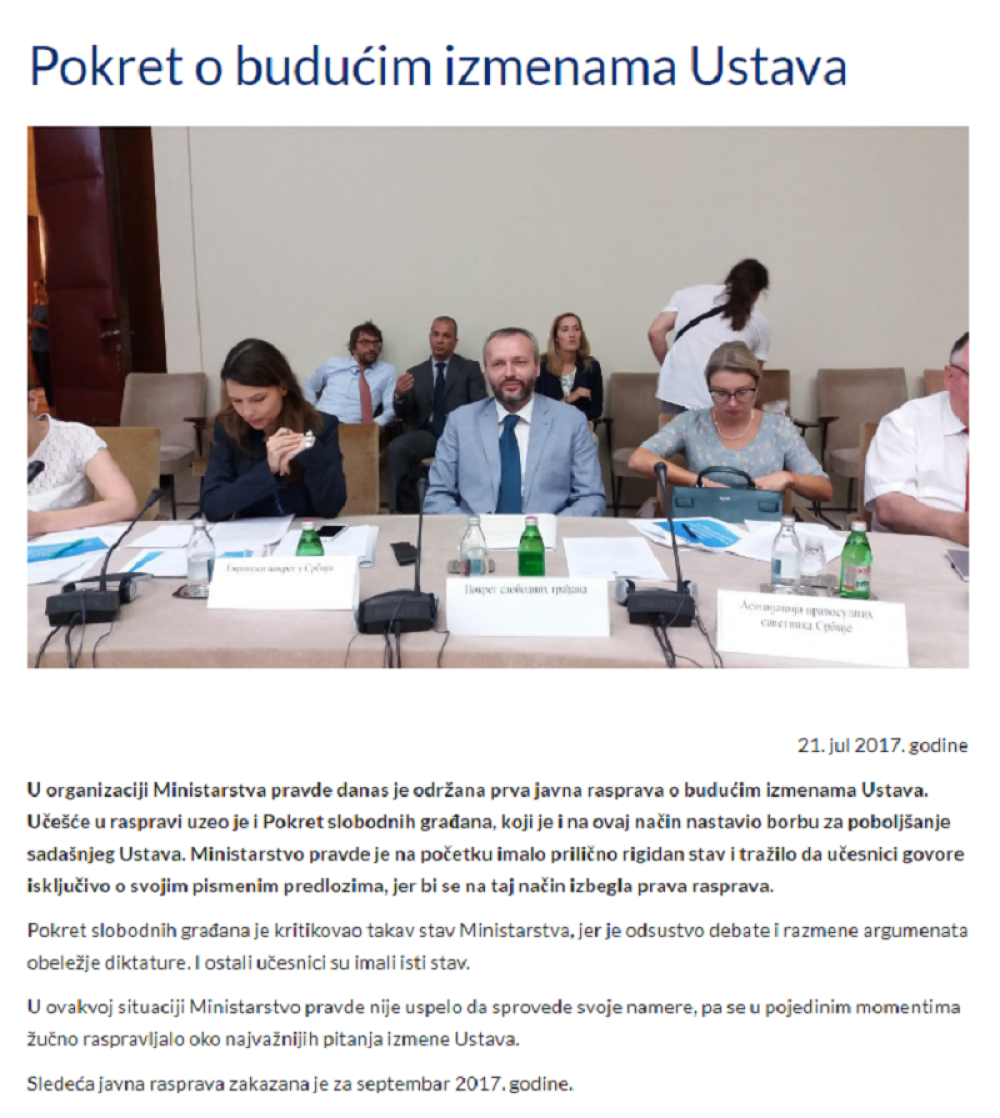 Pokret slobodnih građana učestvovao u raspravi o Ustavu