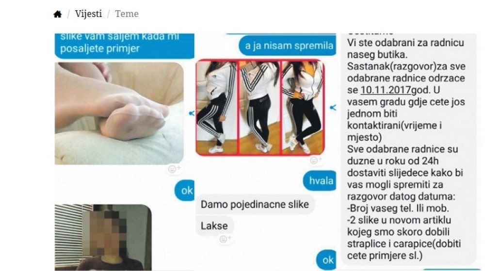 Tražili joj fotografiju stopala i saopštili da je dobila posao (FOTO)