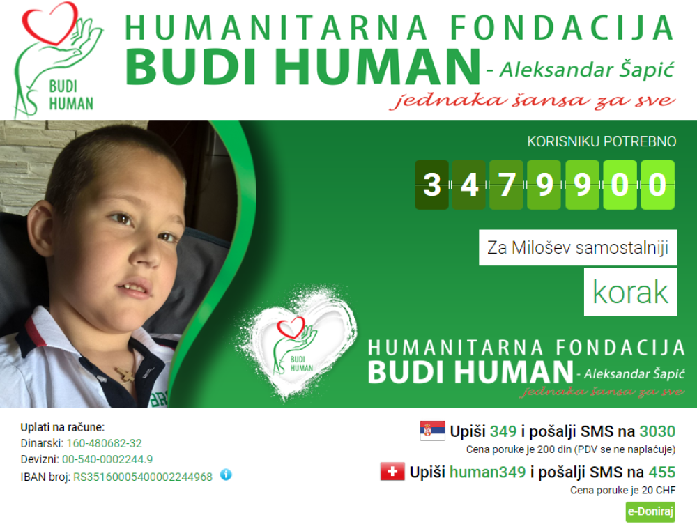 Pomozimo Milošu da srećno odraste