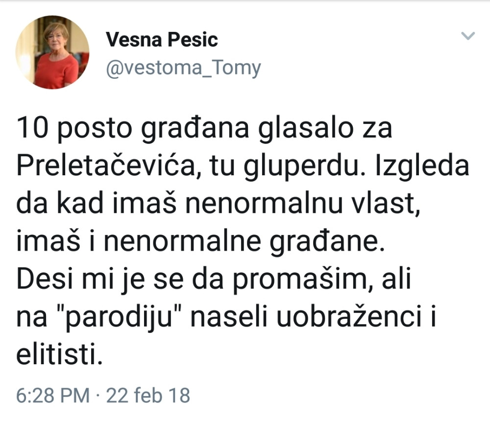 Vesna psuje Belog i njegove glasače!