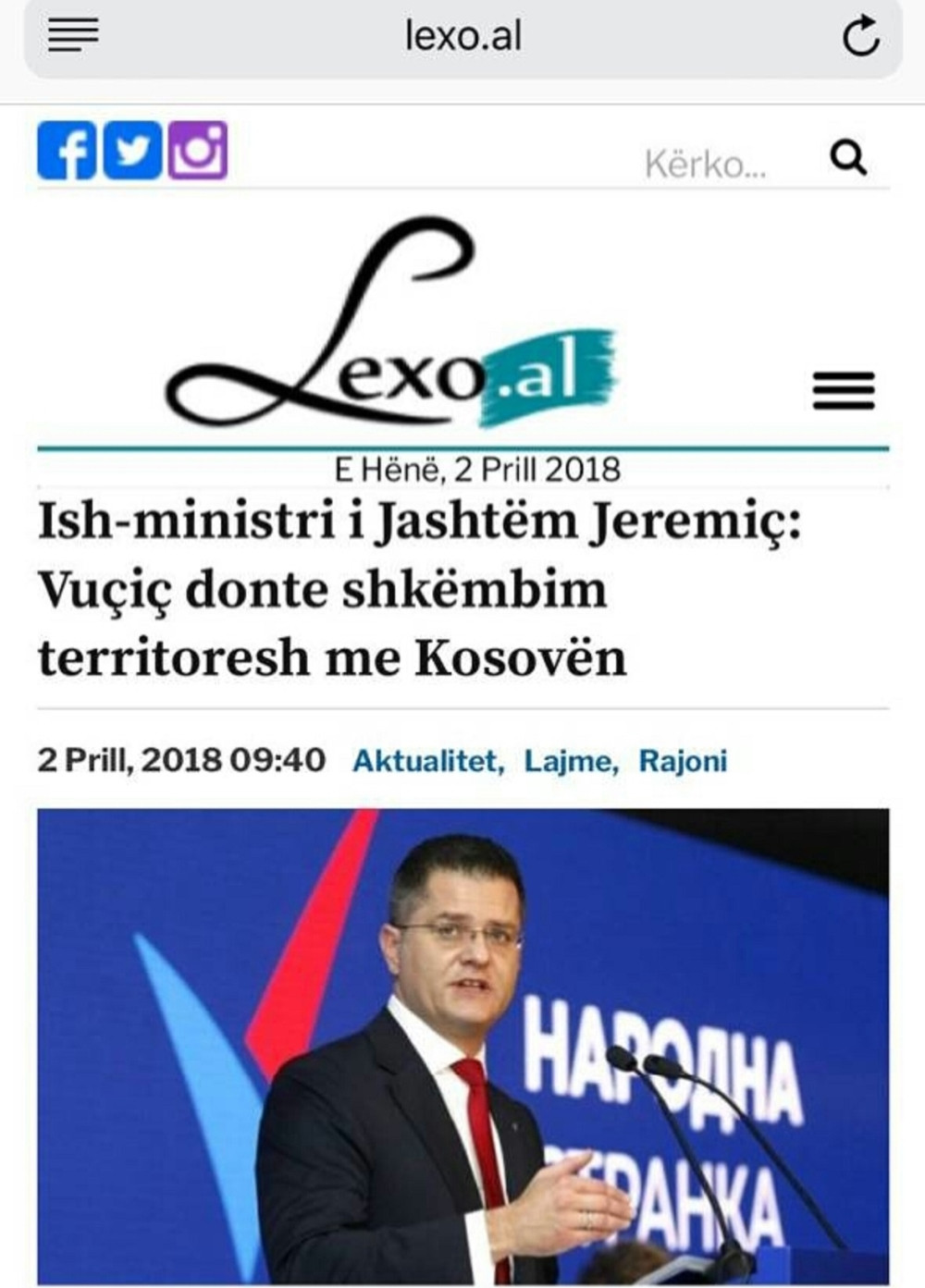 Jeremić postao zvezda albanskih medija!