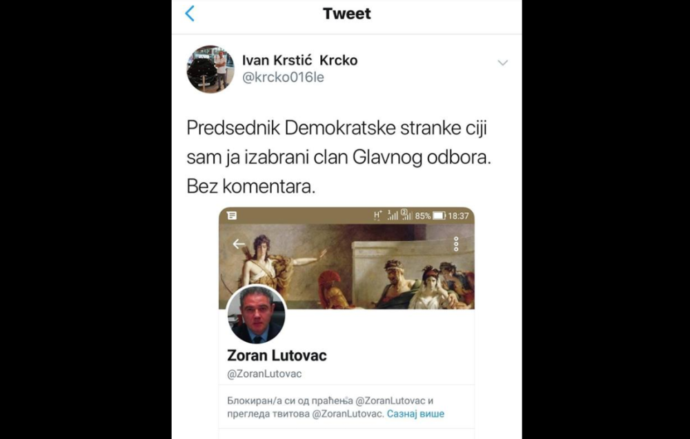 Predsednik partije blokirao sopstvenog člana, a iza svega se krije INTERES