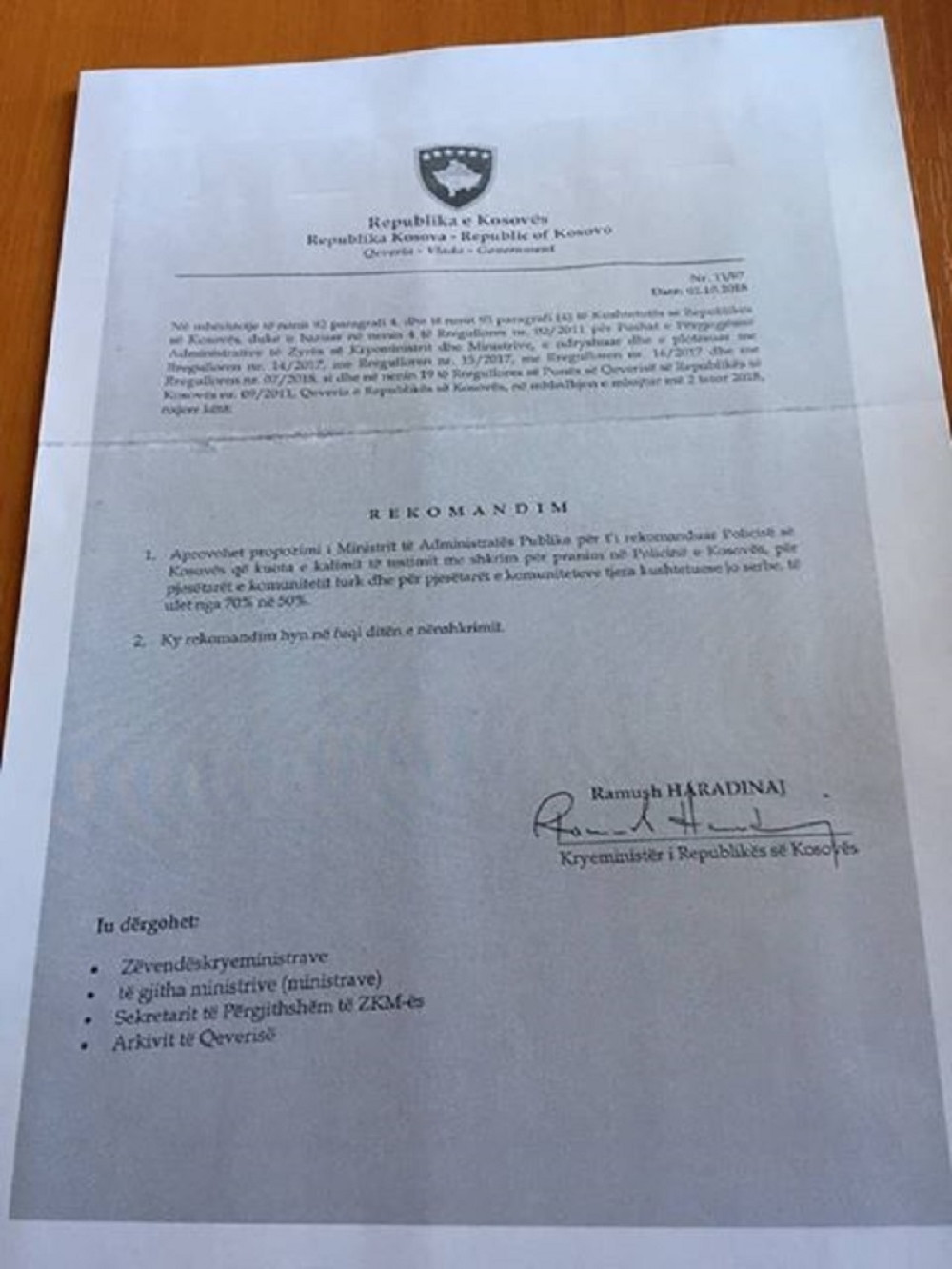 "Alo!" došao u posed skandalozne odluke Haradinaja! Da li je ovo jasna poruka da se sprema čistka na Kosovu? (FOTO)