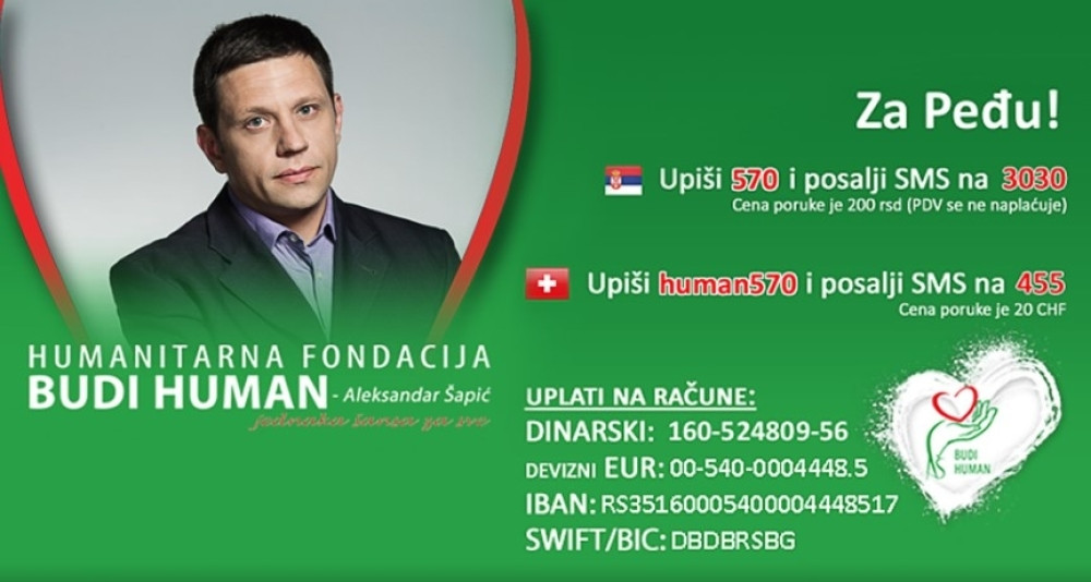 SRBIJO, POMOZIMO PEĐI! Upišite 570 i pošaljite na 3030!