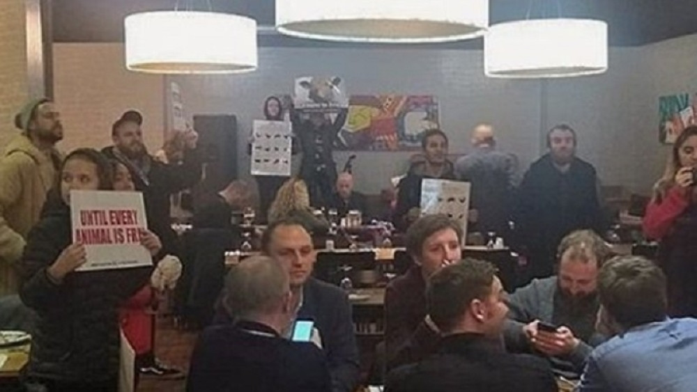 Vegani upali u restoran i naterali goste da slušaju zvuke KLANJA (FOTO) (VIDEO)