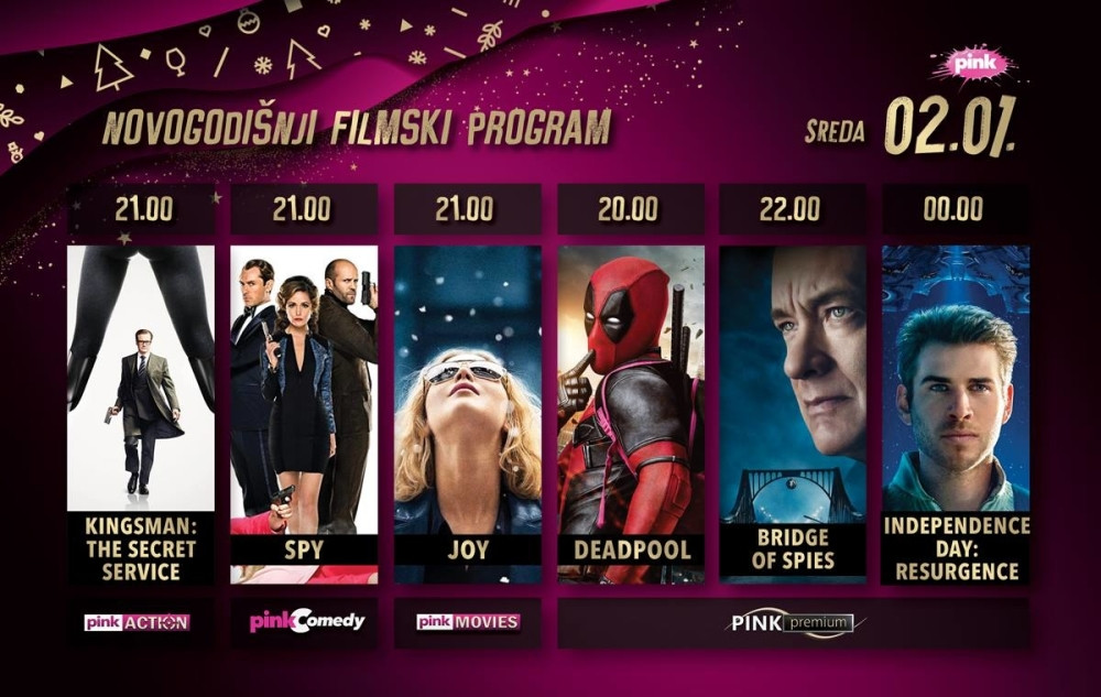 Novogodišnji filmski spektakl na televiziji Pink će vas oduševiti! Na ovom spisku je i čuveni "Dedpul"