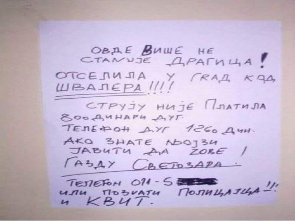Gazda ostavio poruku komšijama kad mu je pobegla stanarka, ali sada mu se smeje cela Srbija! (FOTO)