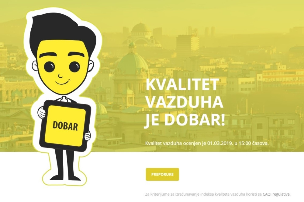 Proverite kvalitet vazduha u Beogradu na svakih sat vremena