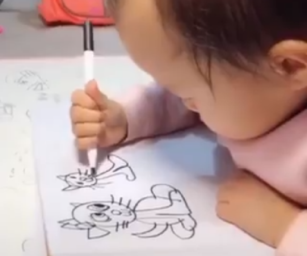 Da ne poveruješ sopstvenim očima: Beba od deset meseci crta mačku!