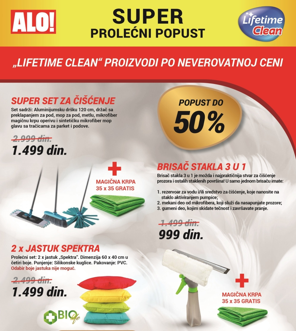 SAMO UZ ALO! Super prolećni popust na „Lifetime Clean“ proizvode