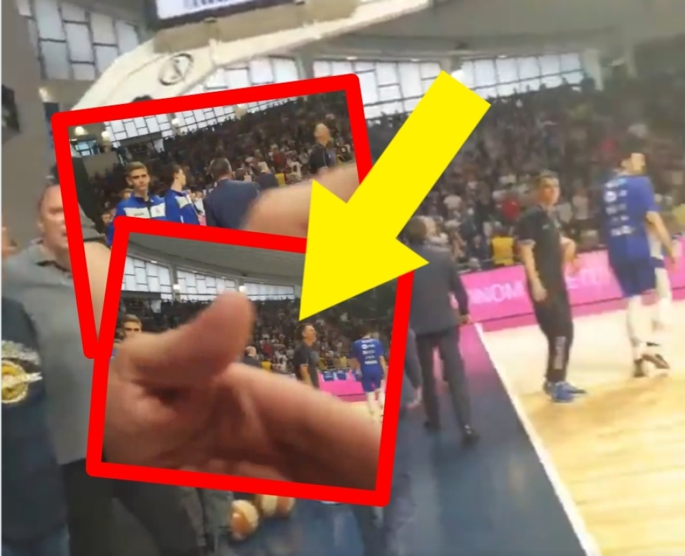 Ovo zvanična kamera nije uhvatila! Navijač Budućnosti je stajao iza koša i u trenucima izlaska Zvezdine delegacije - VARVARSKI ČIN (VIDEO)