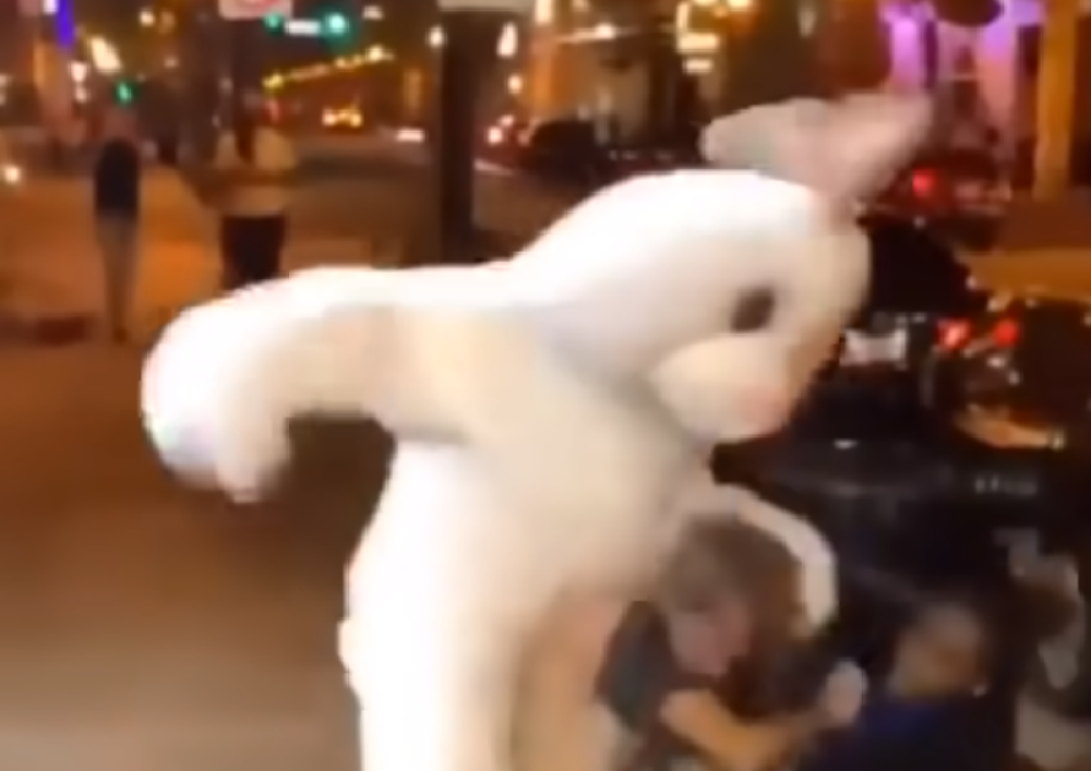 Uskršnji zeka prebio čoveka! Zbog jednog ga je policiajac potapšao po ramenu (VIDEO)