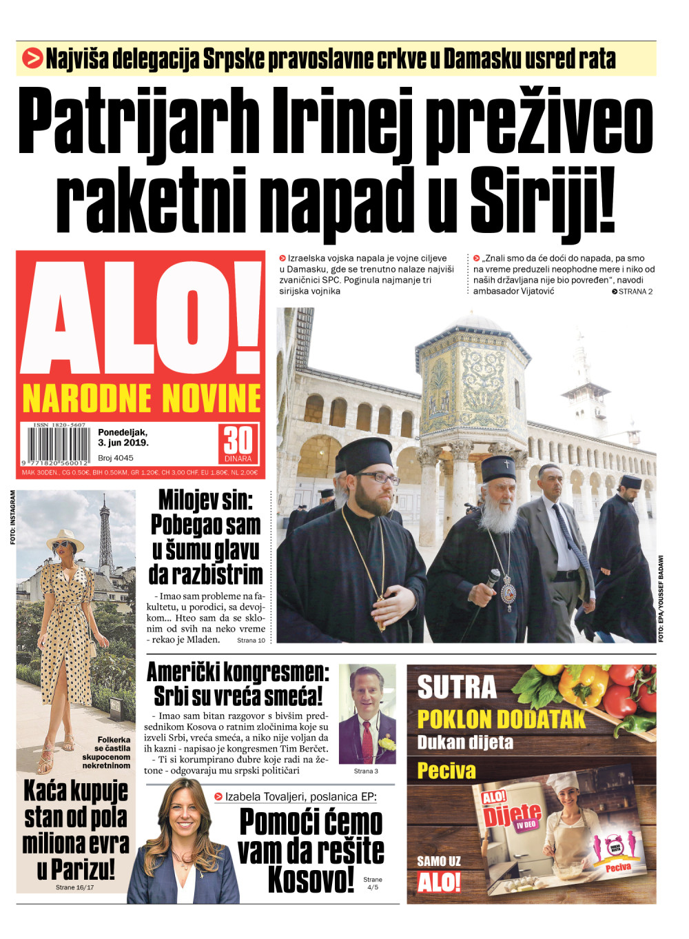 Patrijarh Irinej preživeo raketni napad u Siriji! ČITAJTE U "ALO!"