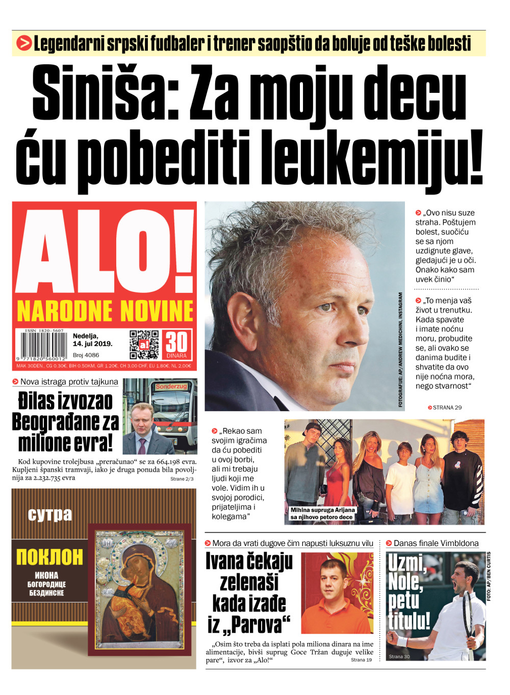 Siniša Mihajlović: Za moju decu ću pobediti leukemiju! ČITAJTE U "ALO!"