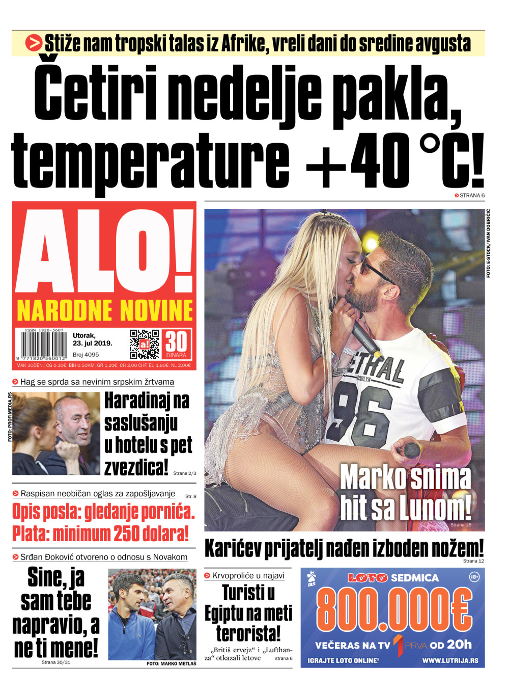 Stiže nam tropski talas iz Afrike, vreli dani do sredine avgusta! ČITAJTE U "ALO!"