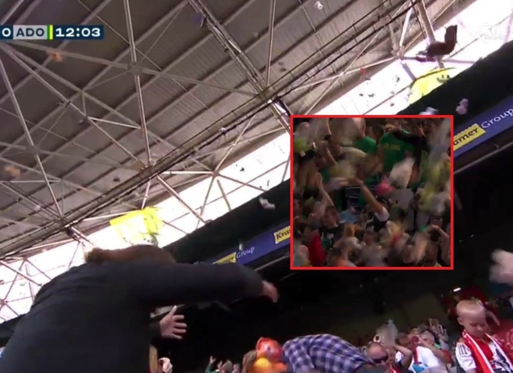 Gostujući huligani pogodili navijače koji su se nalazili na tribini ispod njih, a tamo klinci iz dečije bolnice u Roterdamu! (VIDEO)