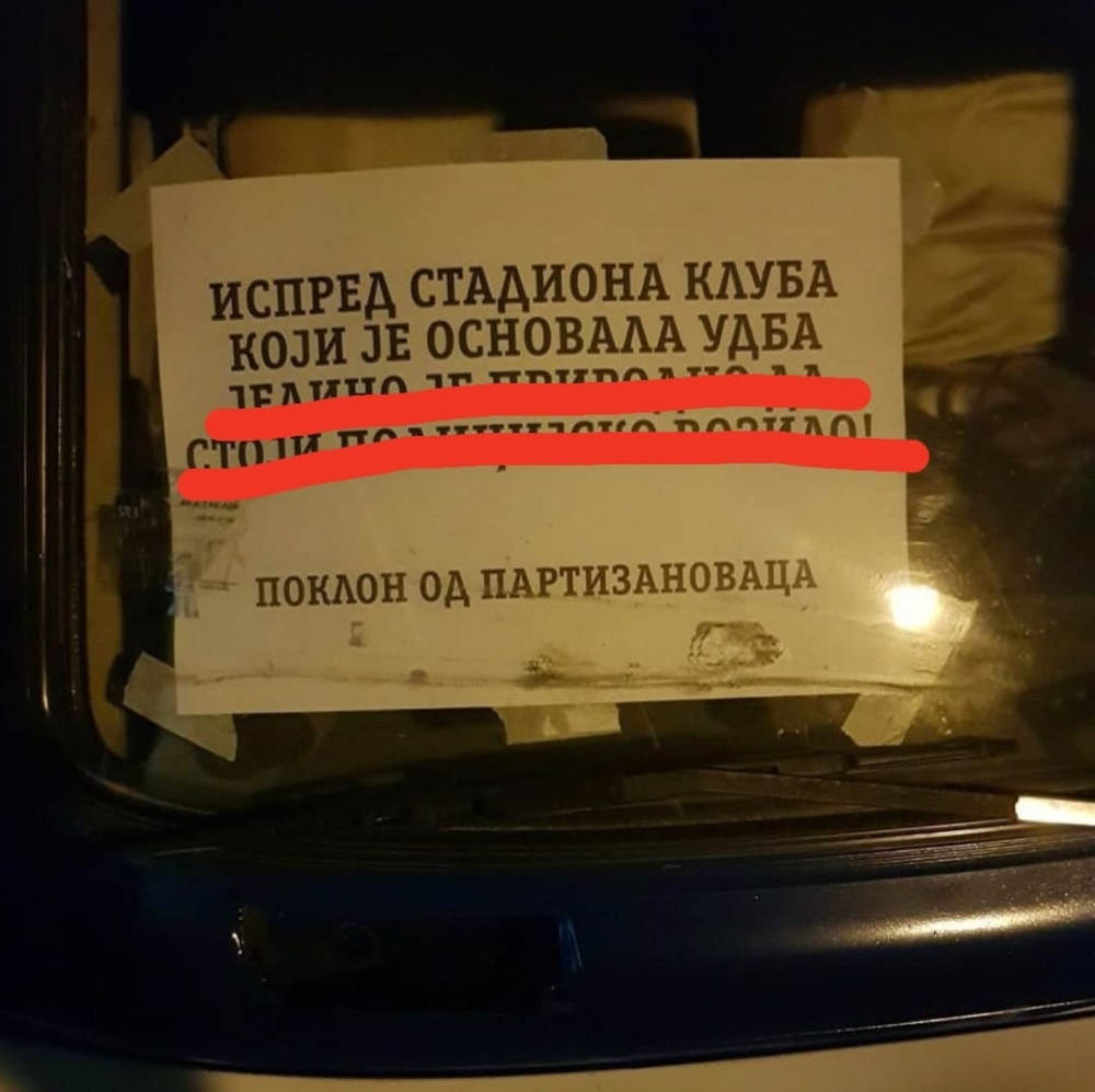 Partizanovci doneli VOZILO pred Marakanu i ostavili brutalno provokativnu poruku! (FOTO)