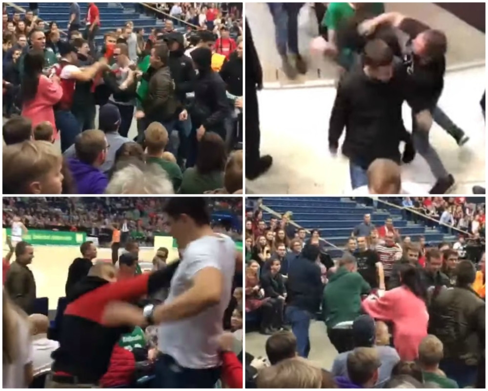 "Zemlja košarke" u ratu! Pobili se navijači na parketu, opšta šorka na tribinama! (VIDEO)