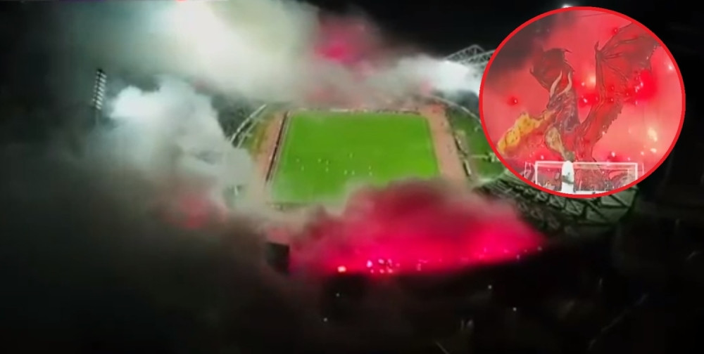 Navijači goreli, tribine u plamenu, fudbaleri u neverici, a za sve je kriv ZMAJ! (VIDEO)