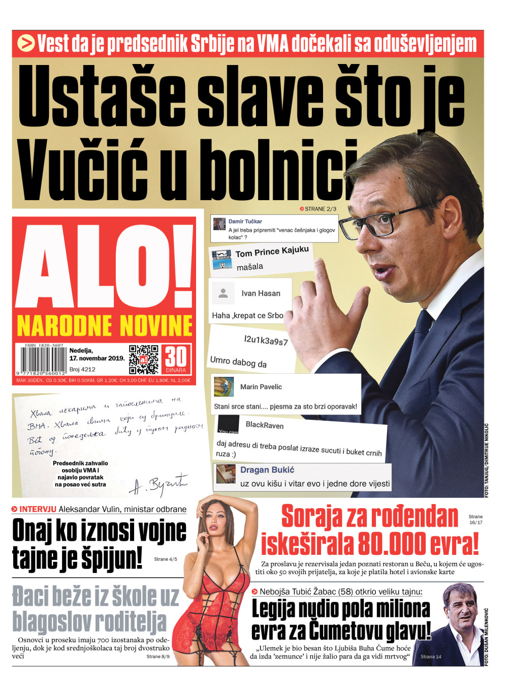 Vest da je predsednik Srbije na VMA dočekan sa oduševljenjem! ČITAJTE U "ALO!"