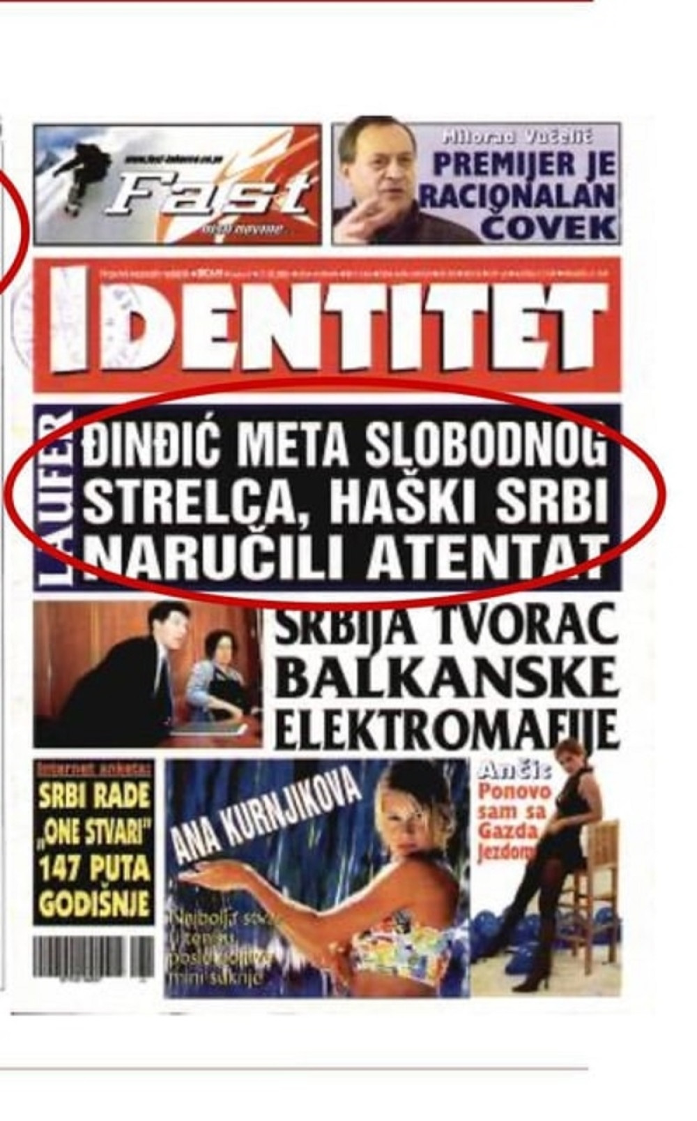 Ovakve naslovne stranice prethodile su atentatu na premijera Đinđića