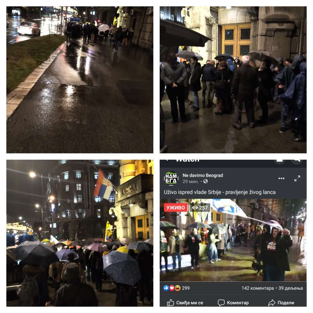 Pokušali da naprave "živi lanac" oko zgrade Vlade Srbije, ali nije ih bilo dovoljno ni vrata da blokiraju!