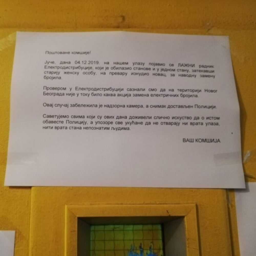 Beograđani, povedite računa! Oni kucaju na vaša vrata, lažno se predstavljaju i traže vam novac!