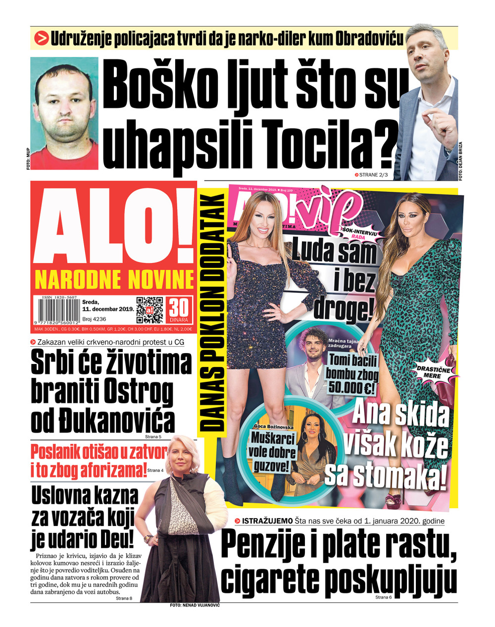 HIT: Boško ljut što su uhapsili Tocila? ČITAJTE U "ALO!"