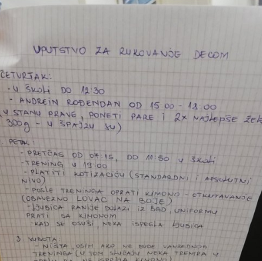 Žena pred put ostavila mužu hit uputstvo