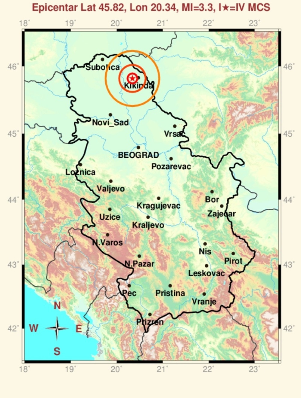 Zemljotres od 3,2 stepeni pogodio Kikindu, epicentar opasno blizu površine (MAPA)