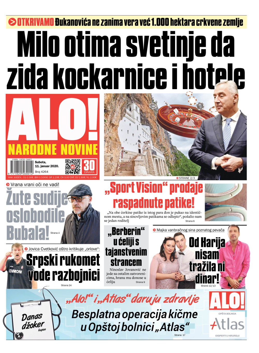 Otkrivamo: Đukanovića ne zanima vera već 1.000 hektara crkvene zemlje! ČITAJTE U "ALO!"