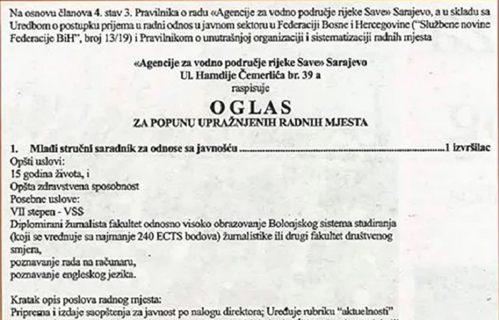 Hit u Bosni, skoro pa vic. Smehotresni oglas za posao izazvao cunami podsmeha na društvenim mrežama (FOTO)