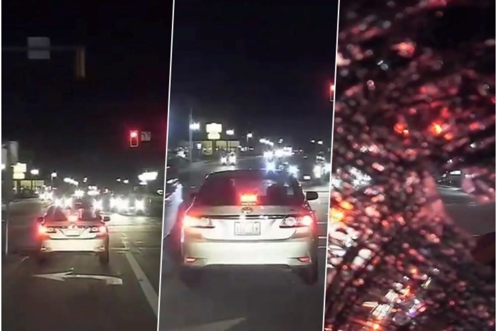 U kola američkog policajca se na semaforu zabio neobičan projektil (VIDEO)