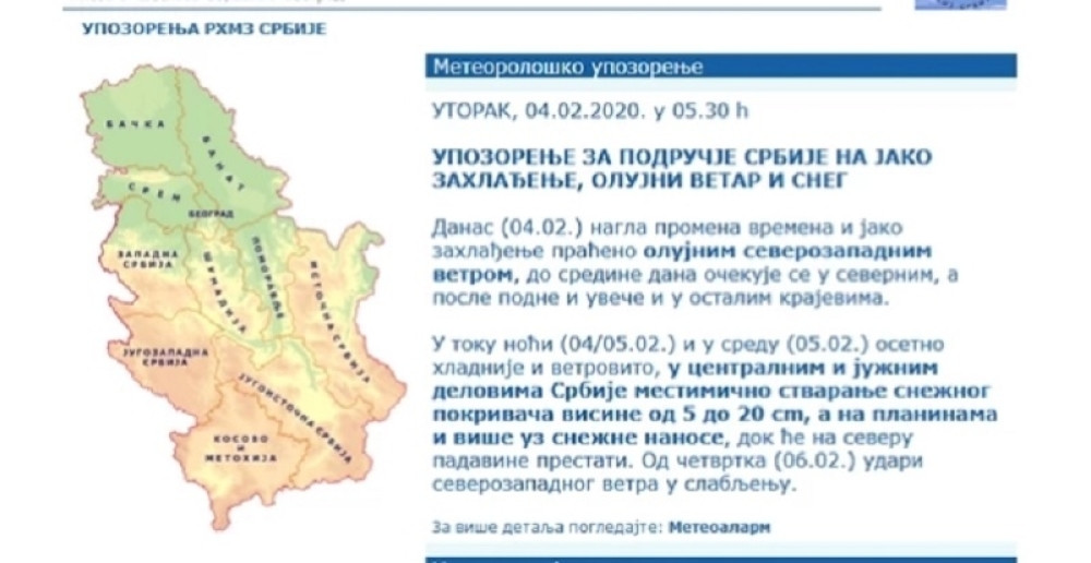 RHMZ izdao upozorenje!