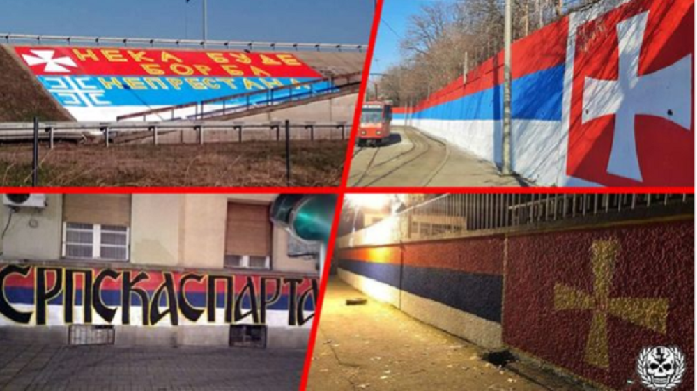 Grafiti srpske trobojke na svakom koraku