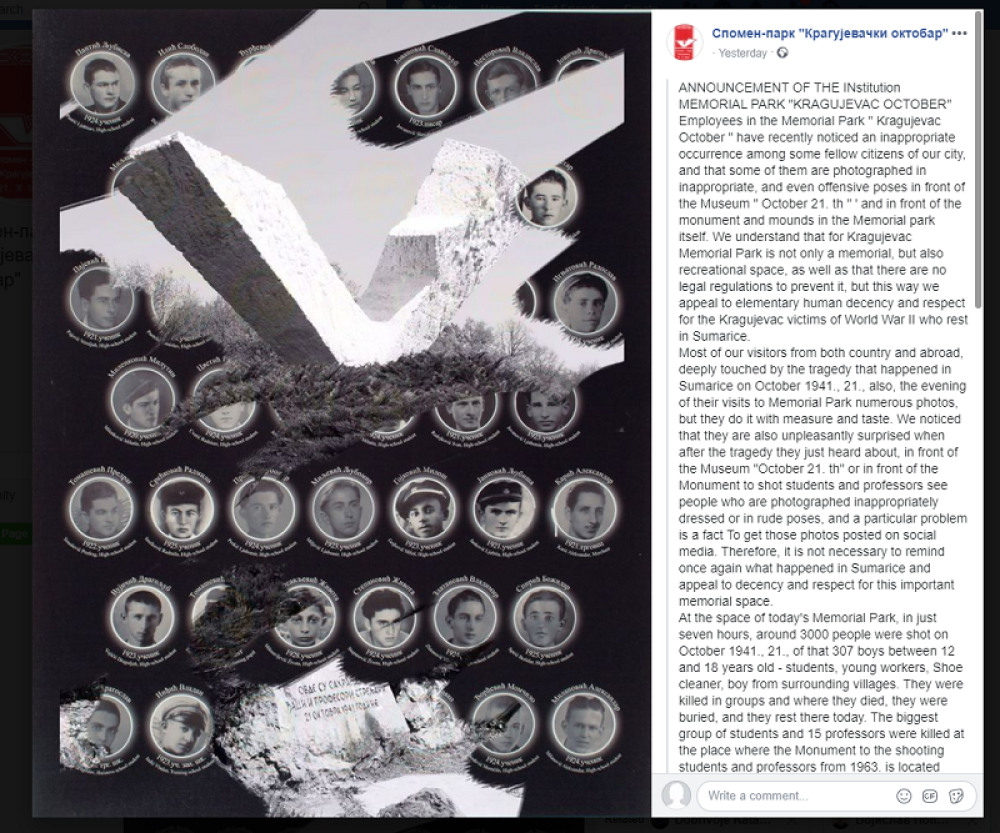 Srpski tinejdžeri odlaze na istorijski tragično mesto da bi napravili dobru fotografiju