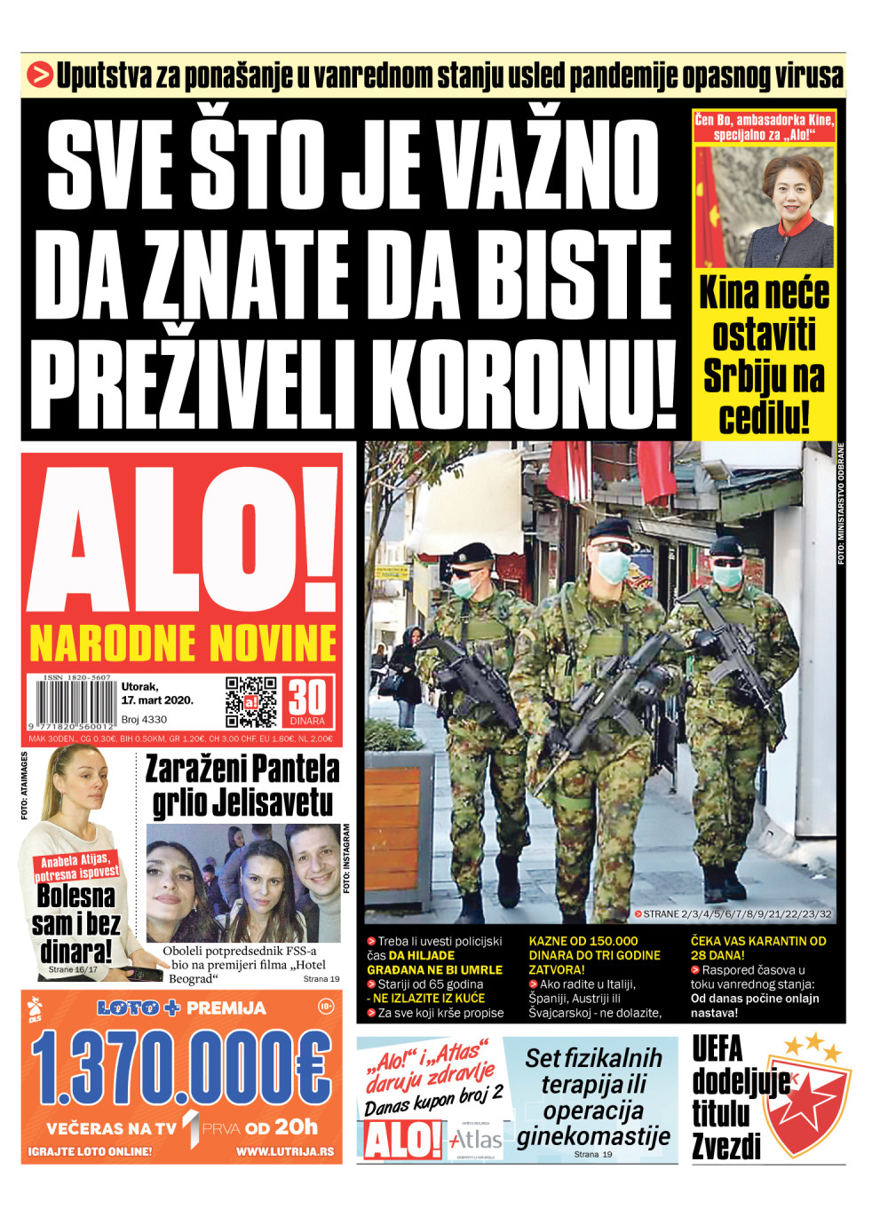 Uputstva za ponašanje u vanrednom stanju usled pandemije koronavirusa