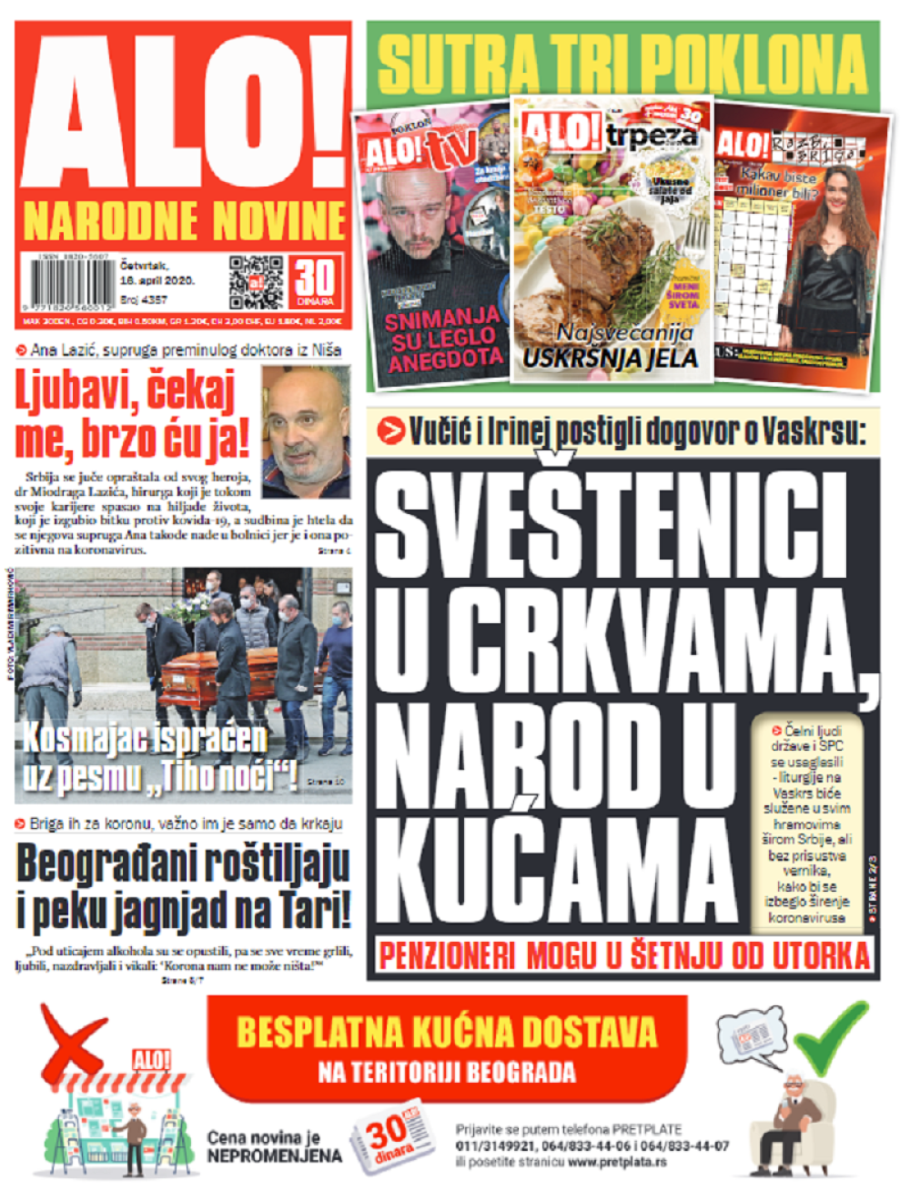 Vaskrs ćemo slaviti u kući i u srcima!