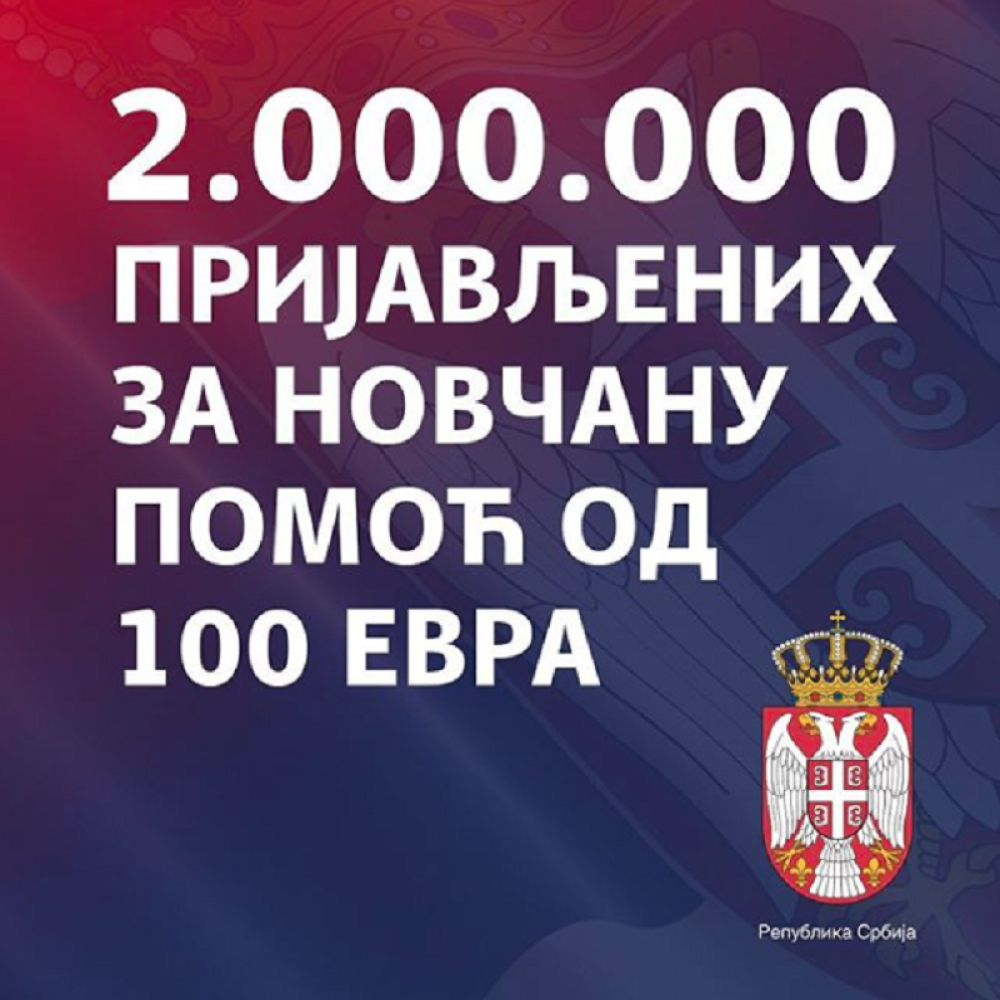 2 miliona građana se prijavilo za 100 evra
